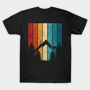 Runner Up the Hill Retro Outdoor Sports Retro Sunset Design T-Shirt